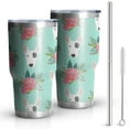 thumbnail image 1 of 30oz Bull Terrier Dog and Flower Florals Tumblers Stainless Steel Tumbler with Lid and Straw,Vacuum Insulated Double Wall Travel Tumbler Cups Mug with Cleaning Brush for Coffee,Tea, 1 of 7