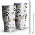 thumbnail image 1 of 30oz Bulldog Dog and Footprints Tumblers Stainless Steel Tumbler with Lid and Straw,Vacuum Insulated Double Wall Travel Tumbler Cups Mug with Cleaning Brush for Coffee,Tea, 1 of 7