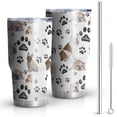 thumbnail image 1 of 30oz Bulldog Dog and Footprints Tumblers Stainless Steel Tumbler with Lid and Straw,Vacuum Insulated Double Wall Travel Tumbler Cups Mug with Cleaning Brush for Coffee,Tea, 1 of 1