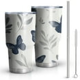 thumbnail image 1 of 30oz Butterfly and Leaves Pattern Tumblers Stainless Steel Tumbler with Lid and Straw,Vacuum Insulated Double Wall Travel Tumbler Cups Mug with Cleaning Brush for Coffee,Tea, 1 of 7