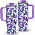 thumbnail image 1 of 30oz Butterfly Tumbler With Handle Lid and Straw- Purple Butterfly Stainless Steel Insulated Tumblers Travel Mug Coffee Cup-Gifts for Women Girls, 1 of 6