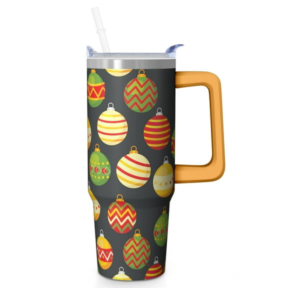 30oz Christmas Ornaments Tumbler with Lid and Straw Leak Proof Stainless Steel Cup Holiday Presents Gifts