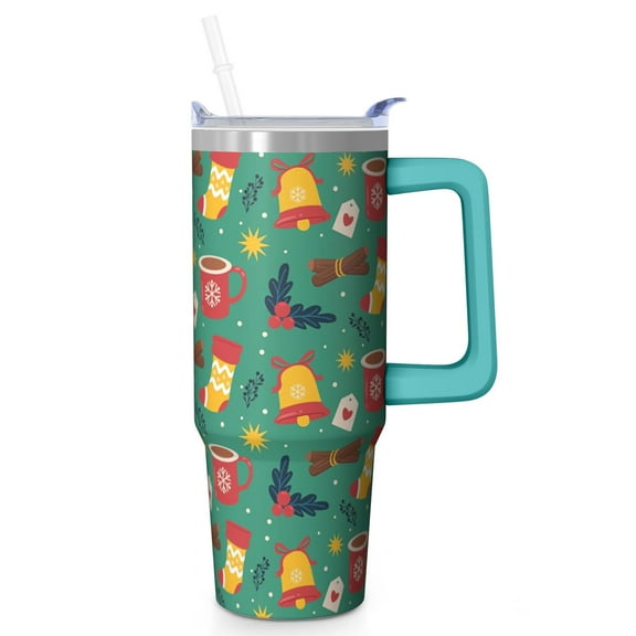 30oz Christmas Ornaments Tumbler with Lid and Straw, Stainless Steel Cup with Handle Snowman Travel Mug, Xmas Presents