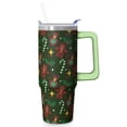 thumbnail image 1 of 30oz Christmas Tree Tumbler with Lid and Straw, Stainless Steel Cup with Handle Plaid Travel Mug, Holiday Presents, 1 of 5