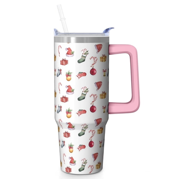 30oz Christmas Tree Tumbler with Straw Lid Stainless Steel Insulated Cup Gifts for Home Travel Holiday