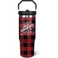 thumbnail image 1 of 30oz Christmas Tumbler with Handle and Straw, Stainless Steel Vacuum Insulated Flip Straw 30 oz Buffalo Coffee Tumbler, Spill Proof Travel Mug, Merry Christmas Decor Gifts for Women, 1 of 6