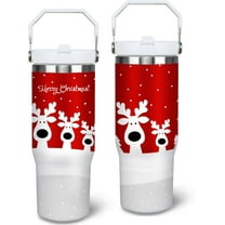 30oz Christmas Tumbler Mug Funny Christmas Elk Gifts for Kids and Adults Insulated Stainless Steel Tumbler with Handle Travel Coffee Cup Water Bottles