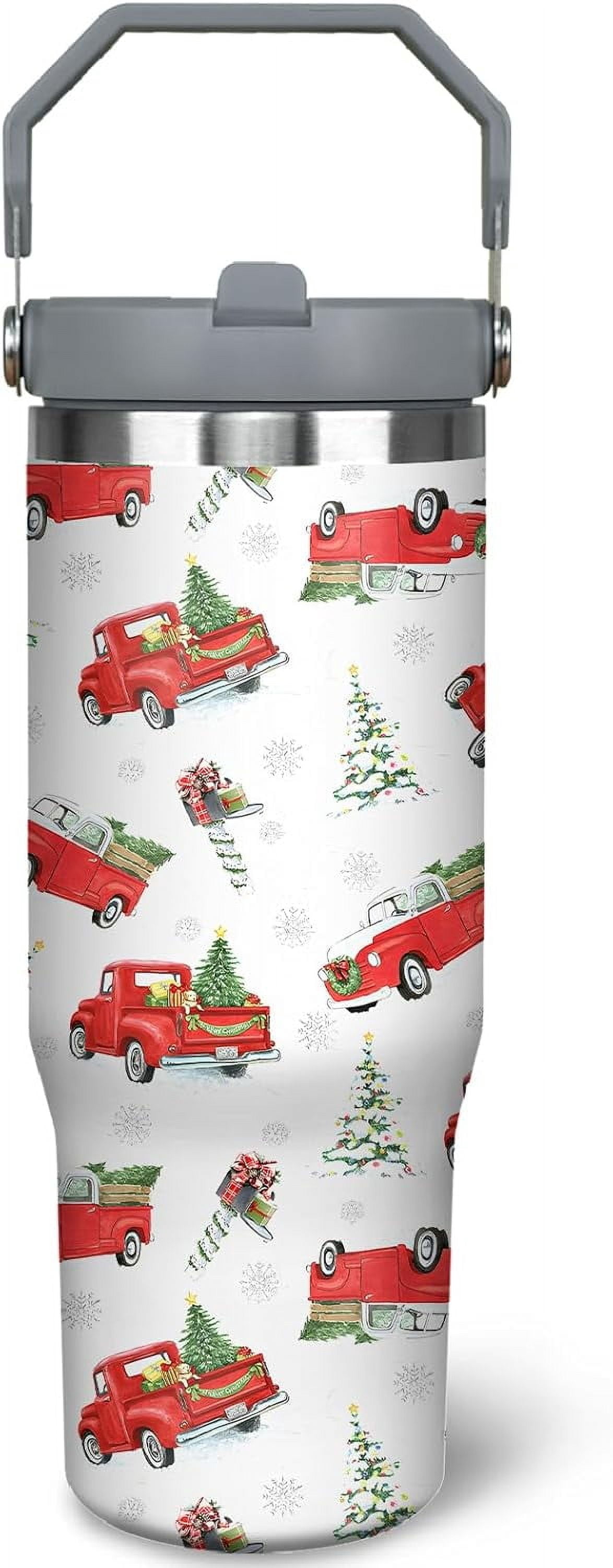 30oz Christmas Tumbler With Handle Lid and Straw, Stainless Steel Christmas Insulated Coffee Cup, Xmas Christmas Gifts for Women