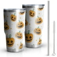 thumbnail image 1 of 30oz Classic Halloween Pumpkins Pattern Tumblers Stainless Steel Tumbler with Lid and Straw,Vacuum Insulated Double Wall Travel Tumbler Cups Mug with Cleaning Brush for Coffee,Tea, 1 of 7