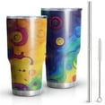 thumbnail image 1 of 30oz Colorful Circular Pattern Tumblers Stainless Steel Tumbler with Lid and Straw,Vacuum Insulated Double Wall Travel Tumbler Cups Mug with Cleaning Brush for Coffee,Tea, 1 of 1