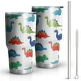 thumbnail image 1 of 30oz Colorful Dinosaurs Pattern Tumblers Stainless Steel Tumbler with Lid and Straw,Vacuum Insulated Double Wall Travel Tumbler Cups Mug with Cleaning Brush for Coffee,Tea, 1 of 1