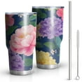 thumbnail image 1 of 30oz Colorful Floral Pattern Tumblers Stainless Steel Tumbler with Lid and Straw,Vacuum Insulated Double Wall Travel Tumbler Cups Mug with Cleaning Brush for Coffee,Tea, 1 of 7