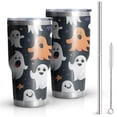 thumbnail image 1 of 30oz Colorful Halloween Ghosts Pattern Tumblers Stainless Steel Tumbler with Lid and Straw,Vacuum Insulated Double Wall Travel Tumbler Cups Mug with Cleaning Brush for Coffee,Tea, 1 of 7