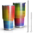 thumbnail image 1 of 30oz Colorful Rainbow Checkered Pattern Tumblers Stainless Steel Tumbler with Lid and Straw,Vacuum Insulated Double Wall Travel Tumbler Cups Mug with Cleaning Brush for Coffee,Tea, 1 of 1