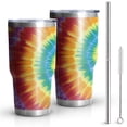 thumbnail image 1 of 30oz Colorful Rainbow Tie Dye Spiral Pattern Tumblers Stainless Steel Tumbler with Lid and Straw,Vacuum Insulated Double Wall Travel Tumbler Cups Mug with Cleaning Brush for Coffee,Tea, 1 of 7