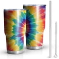 thumbnail image 1 of 30oz Colorful Rainbow Tie Dye Spiral Pattern Tumblers Stainless Steel Tumbler with Lid and Straw,Vacuum Insulated Double Wall Travel Tumbler Cups Mug with Cleaning Brush for Coffee,Tea, 1 of 1
