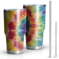 thumbnail image 1 of 30oz Colorful Rainbow Tie Dye Spiral Pattern Tumblers Stainless Steel Tumbler with Lid and Straw,Vacuum Insulated Double Wall Travel Tumbler Cups Mug with Cleaning Brush for Coffee,Tea, 1 of 1