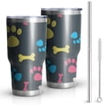 thumbnail image 1 of 30oz Cool Pet Background Dog Paw Tumblers Stainless Steel Tumbler with Lid and Straw,Vacuum Insulated Double Wall Travel Tumbler Cups Mug with Cleaning Brush for Coffee,Tea, 1 of 7