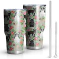 thumbnail image 1 of 30oz Cute Bulldog Dog and Flower Florals Tumblers Stainless Steel Tumbler with Lid and Straw,Vacuum Insulated Double Wall Travel Tumbler Cups Mug with Cleaning Brush for Coffee,Tea, 1 of 1