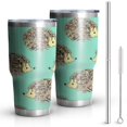 thumbnail image 1 of 30oz Cute Green Hedgehog Pattern Tumblers Stainless Steel Tumbler with Lid and Straw,Vacuum Insulated Double Wall Travel Tumbler Cups Mug with Cleaning Brush for Coffee,Tea, 1 of 7