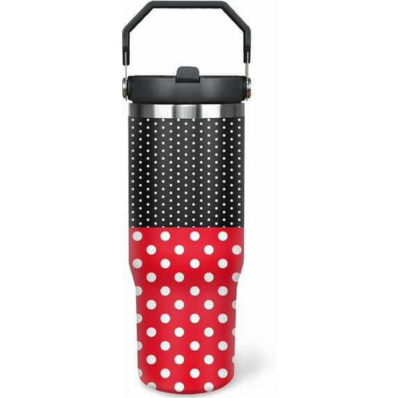 30oz Cute Mouse Tumbler with Straw & Handle - Stainless Steel Insulated Cup, Leak-Proof Lid - Cartoon Mouse Design Gift for Women, Girls