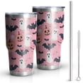 thumbnail image 1 of 30oz Cute Pumpkin Ghost Halloween Pattern Tumblers Stainless Steel Tumbler with Lid and Straw,Vacuum Insulated Double Wall Travel Tumbler Cups Mug with Cleaning Brush for Coffee,Tea, 1 of 7