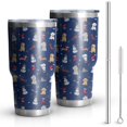thumbnail image 1 of 30oz Dark Blue Christmas Dog and Snowman Pattern Tumblers Stainless Steel Tumbler with Lid and Straw,Vacuum Insulated Double Wall Travel Tumbler Cups Mug with Cleaning Brush for Coffee,Tea, 1 of 7