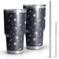 thumbnail image 1 of 30oz Dark Blue Moon Pattern Tumblers Stainless Steel Tumbler with Lid and Straw,Vacuum Insulated Double Wall Travel Tumbler Cups Mug with Cleaning Brush for Coffee,Tea, 1 of 7