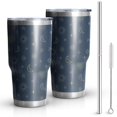 thumbnail image 1 of 30oz Dark Blue Star Moon Sun Pattern Tumblers Stainless Steel Tumbler with Lid and Straw,Vacuum Insulated Double Wall Travel Tumbler Cups Mug with Cleaning Brush for Coffee,Tea, 1 of 7