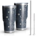 thumbnail image 1 of 30oz Dark Blue Sun Moon Cloud Pattern Tumblers Stainless Steel Tumbler with Lid and Straw,Vacuum Insulated Double Wall Travel Tumbler Cups Mug with Cleaning Brush for Coffee,Tea, 1 of 7