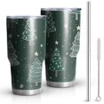 thumbnail image 1 of 30oz Dark Green Christmas Tree Pattern Tumblers Stainless Steel Tumbler with Lid and Straw,Vacuum Insulated Double Wall Travel Tumbler Cups Mug with Cleaning Brush for Coffee,Tea, 1 of 7