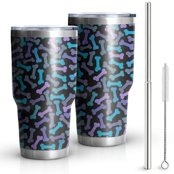 30oz Dog Bones Tumblers Stainless Steel Tumbler with Lid and Straw,Vacuum Insulated Double Wall Travel Tumbler Cups Mug with Cleaning Brush for Coffee,Tea