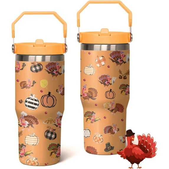 30oz Easter Bunny Tumbler with Handle and Flip Straw, Rabbit Stainless Steel Vacuum Insulated Cup, Travel Mug Water Bottle, Gifts for Women Bunny Lovers