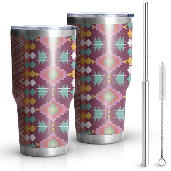 30oz Ethnic Figure and Pattern Tumblers Stainless Steel Tumbler with Lid and Straw,Vacuum Insulated Double Wall Travel Tumbler Cups Mug with Cleaning Brush for Coffee,Tea