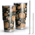 thumbnail image 1 of 30oz Fall Pumpkins and Flowers Pattern Tumblers Stainless Steel Tumbler with Lid and Straw,Vacuum Insulated Double Wall Travel Tumbler Cups Mug with Cleaning Brush for Coffee,Tea, 1 of 7