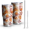 thumbnail image 1 of 30oz Fall Pumpkins Leaves Pattern Tumblers Stainless Steel Tumbler with Lid and Straw,Vacuum Insulated Double Wall Travel Tumbler Cups Mug with Cleaning Brush for Coffee,Tea, 1 of 7