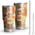 thumbnail image 1 of 30oz Fall Pumpkins Leaves Pattern Tumblers Stainless Steel Tumbler with Lid and Straw,Vacuum Insulated Double Wall Travel Tumbler Cups Mug with Cleaning Brush for Coffee,Tea, 1 of 7