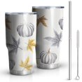 thumbnail image 1 of 30oz Fall Pumpkins Leaves Pattern Tumblers Stainless Steel Tumbler with Lid and Straw,Vacuum Insulated Double Wall Travel Tumbler Cups Mug with Cleaning Brush for Coffee,Tea, 1 of 7