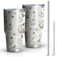 thumbnail image 1 of 30oz Fall Pumpkins Leaves Pattern Tumblers Stainless Steel Tumbler with Lid and Straw,Vacuum Insulated Double Wall Travel Tumbler Cups Mug with Cleaning Brush for Coffee,Tea, 1 of 7