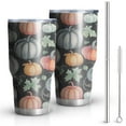 thumbnail image 1 of 30oz Fall Pumpkins and Leaves Pattern Tumblers Stainless Steel Tumbler with Lid and Straw,Vacuum Insulated Double Wall Travel Tumbler Cups Mug with Cleaning Brush for Coffee,Tea, 1 of 7