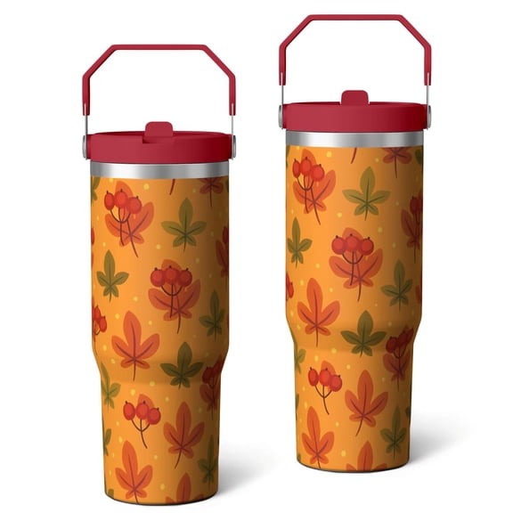 30oz Fall Tumbler with Handle Insulated Stainless Tumbler , Autumn Fall Travel Home Office Coffee Cup Water Bottle,Mug Cup,Thanksgiving