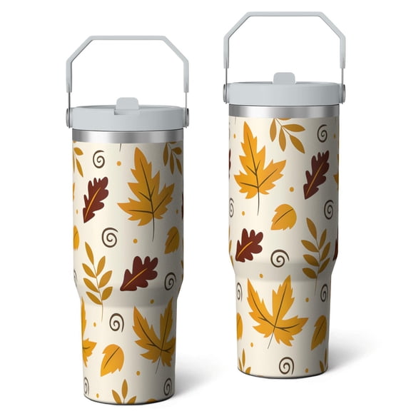 30oz Fall Tumbler with Handle Insulated Stainless Tumbler , Autumn Fall Travel Home Office Coffee Cup Water Bottle,Mug Cup,Thanksgiving