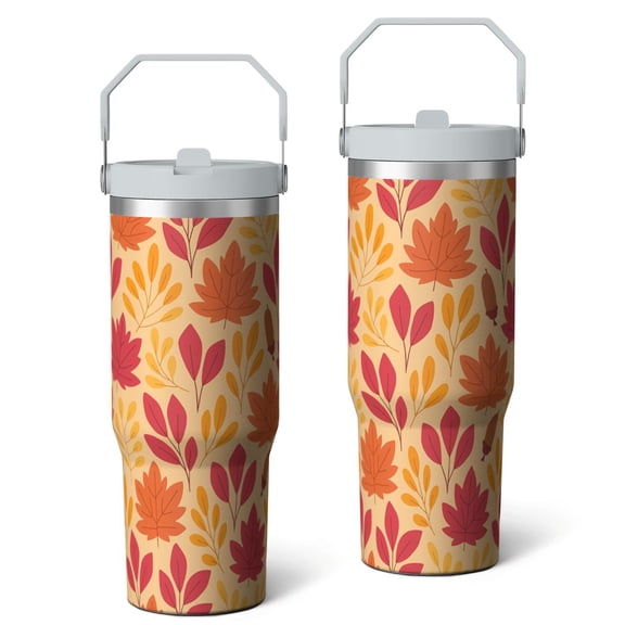 30oz Fall Tumbler with Handle Insulated Stainless Tumbler , Autumn Fall Travel Home Office Coffee Cup Water Bottle,Mug Cup,Thanksgiving