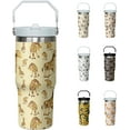 30oz Giraffe Tumbler with Handle and Flip Straw, Stainless Steel