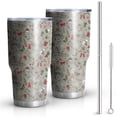 thumbnail image 1 of 30oz Gray Christmas Icon Pattern Tumblers Stainless Steel Tumbler with Lid and Straw,Vacuum Insulated Double Wall Travel Tumbler Cups Mug with Cleaning Brush for Coffee,Tea, 1 of 7
