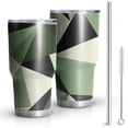 thumbnail image 1 of 30oz Green and Beige Modern Art Geometric Tumblers Stainless Steel Tumbler with Lid and Straw,Vacuum Insulated Double Wall Travel Tumbler Cups Mug with Cleaning Brush for Coffee,Tea, 1 of 7