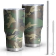 thumbnail image 1 of 30oz Green Brown Camo Classic Pattern Tumblers Stainless Steel Tumbler with Lid and Straw,Vacuum Insulated Double Wall Travel Tumbler Cups Mug with Cleaning Brush for Coffee,Tea, 1 of 1