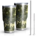 thumbnail image 1 of 30oz Green Brown Camo Forest Pattern Tumblers Stainless Steel Tumbler with Lid and Straw,Vacuum Insulated Double Wall Travel Tumbler Cups Mug with Cleaning Brush for Coffee,Tea, 1 of 7