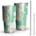 thumbnail image 1 of 30oz Green Daisy Flower Yellow Centers Pattern Tumblers Stainless Steel Tumbler with Lid and Straw,Vacuum Insulated Double Wall Travel Tumbler Cups Mug with Cleaning Brush for Coffee,Tea, 1 of 1