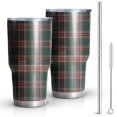 thumbnail image 1 of 30oz Green and Red Christmas Plaid Pattern Tumblers Stainless Steel Tumbler with Lid and Straw,Vacuum Insulated Double Wall Travel Tumbler Cups Mug with Cleaning Brush for Coffee,Tea, 1 of 7